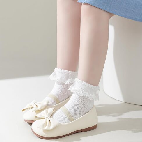 Zumou Toddler Lace Socks Girls Ruffle Eyelet Frilly Princess for Baby Little Kids in Kuwait