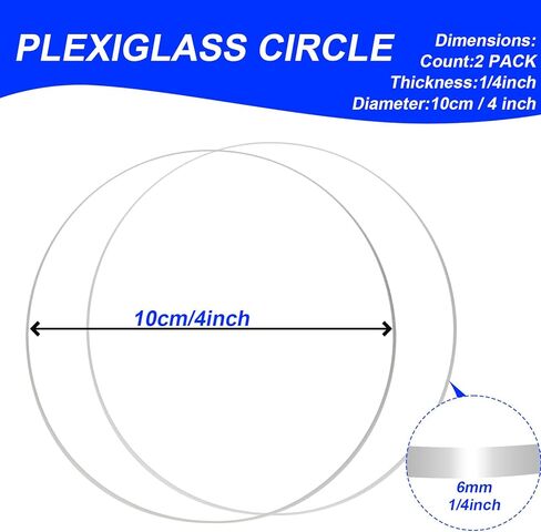 قطعتان من ورقة زجاج شبكي مستديرة مقاس 1/4 بوصة، وقطر 4 بوصات من الفراغات الدائرية من الأكريليك الشفاف، وصفائح زجاج شبكي شفافة فارغة على شكل دائرة للإطار، والحرف اليدوية اليدوية in Kuwait