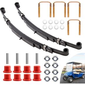 Golf Cart Rear 4-Leafs Springs Kit for EZGO TXT 1994-2013 Electric and 1996-2008 Gas Golf Cart, 4-Leafs Spring with Bushings & Sleeves & U Bolts