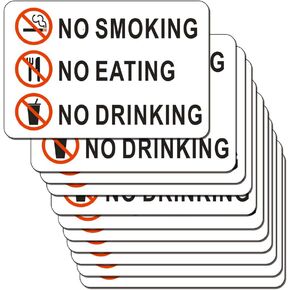 No Smoking No Eating NO Drinking Sticker Sign 10 Set 2 X 3 Inch 5 Mil Vinyl Laminated for Ultimate Protection Durability Self Adhesive Decal UV Protected Weatherproof (O)