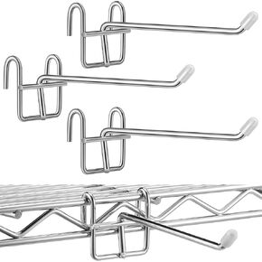4 Pack Accessory Hooks for Wire Shelving with Rubber Cover Heavy Duty Metal Hooks for Hanging Kitchen Hooks for Hanging Utensils Wire Shelf Accessories Room Organization