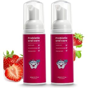 Fluoride Free Foam Kids Toothpaste - ELOTAME 2 Pack Natural Teeth Clean and Whitening Toothpaste with Strawberry Mint Flavor, Organic Travel Toothpaste for Adult & Toddler