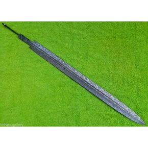 Zaby Damascus Steel Sword Blank Blade Handmade 32'' inches Hand Forged Damascus Steel Viking Blank Blade for Sword Making