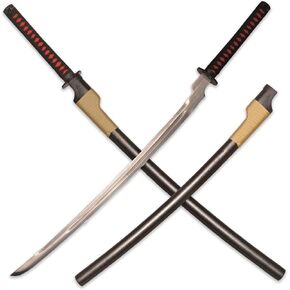 44.48 Inch Black Samurai Sword Iuwaido Practice Sword Cosplay Props for Collections - Halloween Show, Birthday Party and Theme Event Costumes