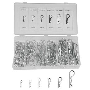 XINGYHENG 150pcs 6 Kind Zinc Plated R Shaped Clips Cotter Pins Assortment Kit Retaining Hairpin Fastener for Automotive Mechanics Small Engine Repair with A Clean Case