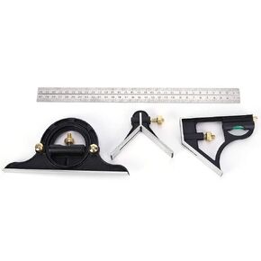Combination Set 0 to 180° Carpentry Stainless Steel Angle Ruler Combination Tri Protractor Measure Tool