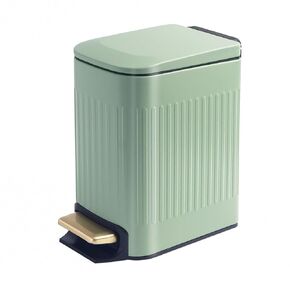 Small Narrow Bathroom Trash Can with Lid Bathroom,1.6 Gallon Stainless Steel Wastebasket with Lid Soft Close,Slim Trash Can with Removable Inner Bucket for Toilet, Bedroom,Office (Green)