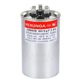 AC Capacitor 60+5 uF 60/5 MFD 370 or 440 or 450 VAC CBB65B Dual Run Start Capacitors for Air Conditioner Compacitor Motor or Compressor Fan or Condenser Straight Cool