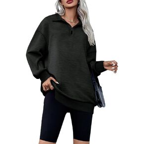 Womens Oversized Sweatshirts Half Zip Pullover 2024 Fall Trendy Fashion Outfits Drop Shoulder Tunic Pullover Tops