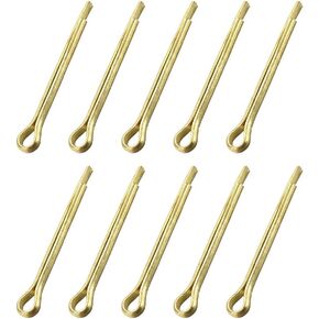 uxcell Split Cotter Pin - 3mm x 30mm (1/8 inch x 1 3/16 inch) Solid Brass 2-Prongs Gold Tone Fastener Clip Key 10Pcs