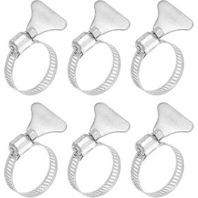 uxcell 6Pcs Stainless Steel Hose Clamps Worm Gear Hose Clamp, 19-29mm (3/4"to 1-1/8") Adjustable Thumb Screw Key Type Clamps Fuel Line Clamps 8mm Bandwidth for Plumbing, Automotive