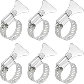 uxcell 6Pcs Stainless Steel Hose Clamps Worm Gear Hose Clamp, 14-27mm (1/2"to 1") Adjustable Thumb Screw Key Type Clamps Fuel Line Clamps 12mm Bandwidth for Plumbing, Automotive