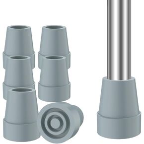 supregear Cane Tips (6-Pack), 3/4 Inch Replacement Cane Tip for Walking Cane Crutch Sticks High-Strength Rubber and Carbon Black Mixed Non-Slip Stable Foot Pad Folding Cane Accessory, Grey
