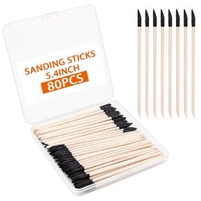 80 Pcs Sanding Sticks Set - 280 Grit Matchsticks Sanding Twigs, Fine Detailing Sanding Tools for Miniatures Tight Spaces, Plastic Models and Wood，5.4 x 0.15 Inch