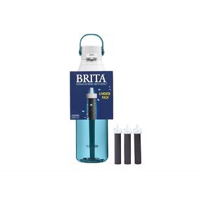 Brita Water 26-Ounce Premium Filtered Water Bottle + 3 Replacement Filters- Sea Glass