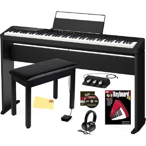 Casio Privia PX-S3100 Digital Piano - Black Bundle with CS-68 Stand, SP-34 Three-Pedal System, Bench, Headphones, Piano Book, Online Piano Lessons, Instructional DVD, and Austin Bazaar Polishing Cloth