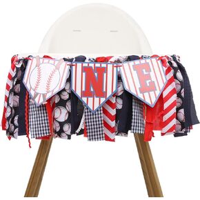 Baseball One Birthday Highchair Banner-Baseball First Birthday Decorations,Red White Blue Baseball ThemedPhoto Booth Props,1st Birthday Souvenir and Gifts for Boys