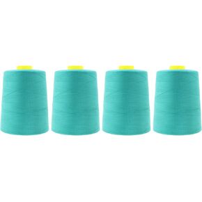 Mandala Crafts 4 Pack of Serger Threads Light Blue Threads for Sergers Machine - Sewing Thread Cones Thread for Overlock Thread Quilting - 20S/2 24000 Yds Polyester Thread Spools