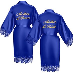 Coume 2 Pcs Women Bridal Robe for Mother of the Bride Groom Satin Robes for Wedding Party Getting Ready Sleepwear Kimono