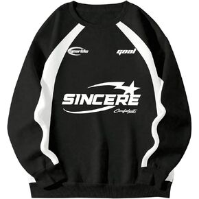 SHENHE Men's Crewneck Letter Graphic Sweatshirt Raglan Sleeve Vintage Pullover Sweatshirt
