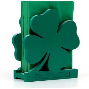St. Patrick Day Napkin Holder for Tables Wooden Shamrock Tissue Dispenser Green Cocktail Napkin Holder Farmhouse Irish Modern Napkin Holder Vintage Wood Paper Napkins Dispenser for Storage (Shamrock)