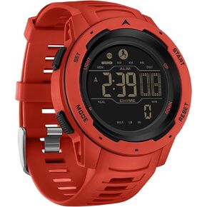 Step Counter Fitness Tracker Watches for Men, Men's Digital Sports Yellow Watch IP68 Waterproof with Pedometer Calorie Dual Time Countdown Stopwatch, Tactical Military Outdoor Survival Hiking