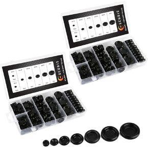 ECUDIS 170Pcs Rubber Grommet Firewall Hole Plug Set Electrical Wire Gasket Assortment, Set of 7 Different Metric Sizes for Car, Pump (Set of 2)
