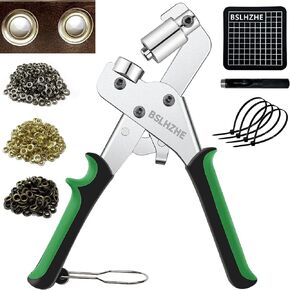 1203Pcs Grommet Tool Kit, 3/8 Inch Eyelet Press Pliers with Metal Eyelets & Washers and 10mm Manual Hole Cutter, Handheld Eyelet Hole Punch Pliers 10 mm Grommets Press Kit