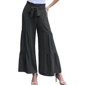 LOUSGUTA Women Wide Leg Pants Linen Pants Brunch Vacation Outfits High Waisted Palazzo Pants Flowy Trouser 2024