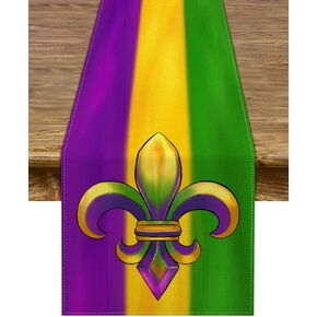 Pudodo Mardi Gras Table Runner New Orleans Brazil Carnival Masquerade Party Decoration Holiday Kitchen Dining Room Home Decor … (13" x 72")