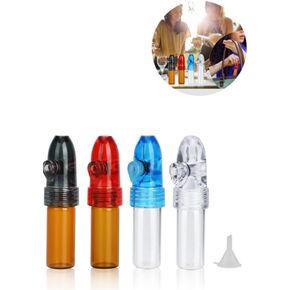 Travel spice containers,Portable Spice Dispenser Set, 4-pack portable spice dispenser, Refillable Glass Bottles for Traveling with Knob Switch
