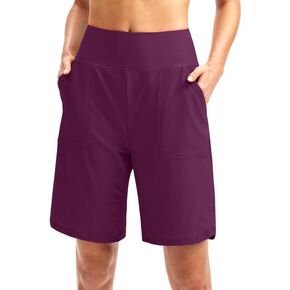 Viodia Women's 9" Long Swim Board Shorts with Pockets High Waisted Beach Swimsuits Knee Length Short for Women with Liner