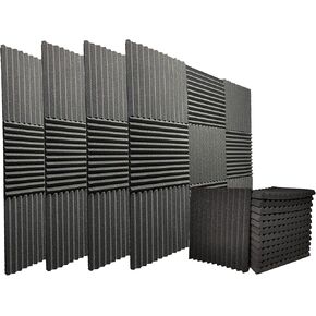 52 PACK 12"×12"×1" Sound Proof Foam Panels Indoor Sound Insulation Board, Suitable for Sound Training Room, Anchor Room, Movie Theater and All Acoustic Improvement (Black)