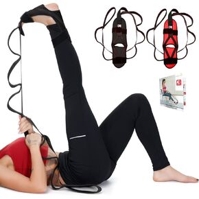 Foot and Calf Fascia Stretcher for Plantar Fasciitis, Physiotherapy Stretching Strap, Yoga Stretch Strap Improves Strength and Relief to Heel Spurs, Calf, Thigh and Hip (Black)