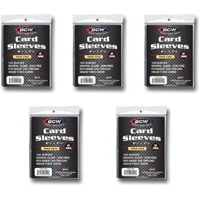 BCW Thick Trading Card Sleeve - 500 ct | Crystal Clear Polypropylene Protective Sleeves for Collectible Cards | Card Protector Sleeves Holds Trading Cards Up To 240pt | Fits Thick-Card Topload Holders