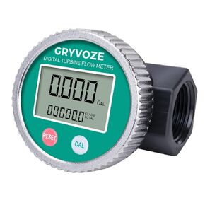 1 Inch PVC Digital Turbine Flow Meter, 2.6-26 GPM Inline NPT Thread Flowmeter for Urea, Chemicals, Acid and Alkaline Liquids, Water, Diesel, Gasoline, Kerosene, and Other Liquids.