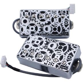Guyker Alnico5 Humbucker Pickup LP Les Paul Guitar, Plain Enamel Guitar Pickup with Circuit, Gear Pattern Chrome Surface