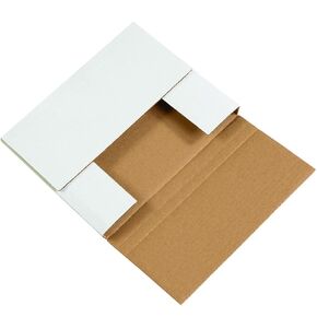 Boxes Fast BFM1081 Corrugated Cardboard Easy-Fold Mailers, 10 1/4 x 8 1/4 x 1 1/4 Inches, Fold Over Mailers, Adjustable Die-Cut Shipping Boxes, Multi-Depth, Medium White Mailing Boxes (Pack of 50)