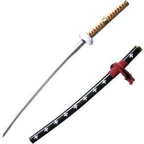 Sword Valley Trafalgar Law Sword - Yellow 40.9″ - Cosplay Prop Anime Katana Samurai Sword - Anime Original Texture Carbon Steel Blade Carving Symbol - Handle Absorbs Sweat and Prevents Slipping