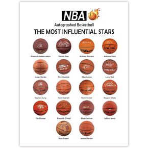 Framed Basketball Posters, Basketball Superstars Kobe Bryant, Michael Jordan Autographed Room Decor Canvas Poster for Living Room Boy’s Room (12" x 16", Unframed)