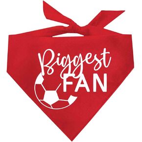 Biggest Fan Soccer Dog Bandana | 100% Cotton Adjustable Triangle | Made in USA | Sports Game Day | Professional Team | Football | Orange One Size (539)