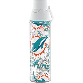 Tervis NFL Miami Dolphins-All Over Tombler المعزول ، زجاجة ماء 24oz Venture Lite ، كلاسيكي