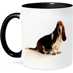 3dRose mug_80272_4 "Handsome Basset Hound" Two Tone Black Mug, 11 oz, Multicolor