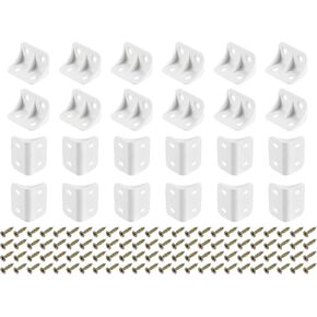 uxcell 30Pcs 90 Degree Plastic Corner Braces, 23x35.5x23mm Nylon Shelf Right Angle Brackets with Screws for Cabinets, Cupboards (White)