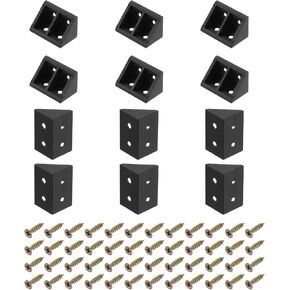 uxcell 12Pcs 90 Degree Plastic Corner Braces, 19x32x19mm Nylon Shelf Right Angle Brackets with Screws for Cabinets, Cupboards (Black)