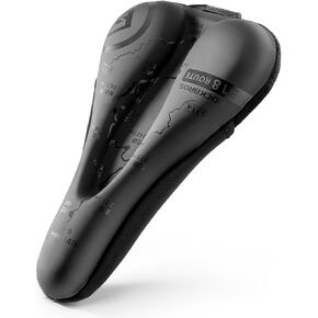 ROCKBROS Bike Seat Cushion, PU Leather Bike Seat Cover for Men Women Comfort, Adjustable Bicycle Seat Cushion with Rain Cover, Slow Rebound Bicycle Seat Cover for Outdoor Indoor Use