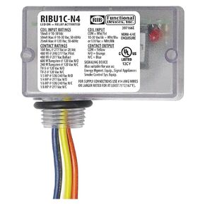 Functional Devices RIBU1C-N4 Pilot Relay, 10 Amp SPDT, 10-30 Vac/dc/120 Vac Coil, NEMA 4X Clear Housing