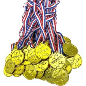 48 Pcs Plastic Winner Medals Gold Winner Award Medals for Kids School Sports, Soccer Competition,Games, Talent Show, Gymnastic, Party Favors, Dress Up or Celebration Souvenir