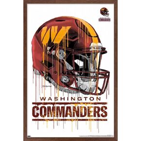 Trends International NFL Washington Commanders - Drip Helmet 22 Wall Poster, 22.375" x 34", Mahogany Framed Version