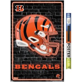 Trends International NFL Cincinnati Bengals - Neon Helmet 23 Wall Poster, 22.37" x 34.00", Poster & Clip Bundle